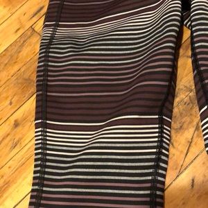 Athleta burgundy/mauve striped leggings size L